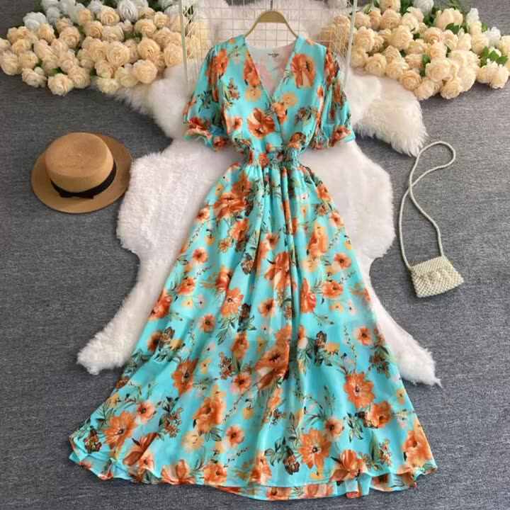 chinese dress ladies Pink Chiffon Corset Dress | 3D Floral Long Sleeve main image 1