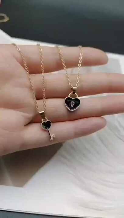 Creative Stainless Steel Heart Padlock Necklace - Lock and Key