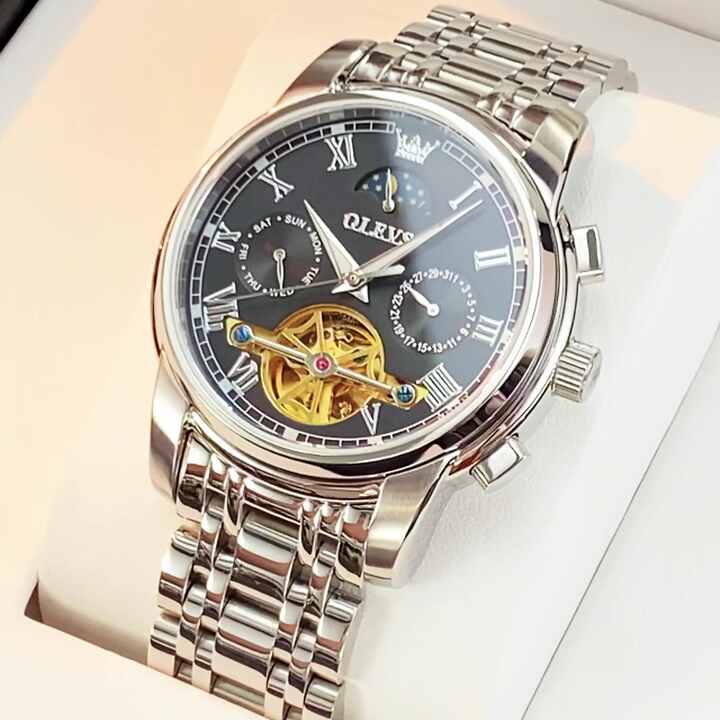 OLEVS 6689 orologio meccanico automatico da uomo scheletro