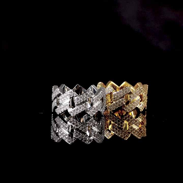 HongBoom Iced-Out Cuban Ruby Ring - 18K Gold/Silver Plated CZ Crystal Hip Hop Ring For Men, Size 11 - View #12