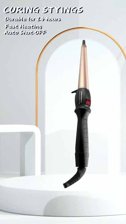 Premium Ceramic Rotating 450 Degrees Hair Curler Red Hair Tools with LCD  Temperature Display Electric PTC Heater Curling Iron