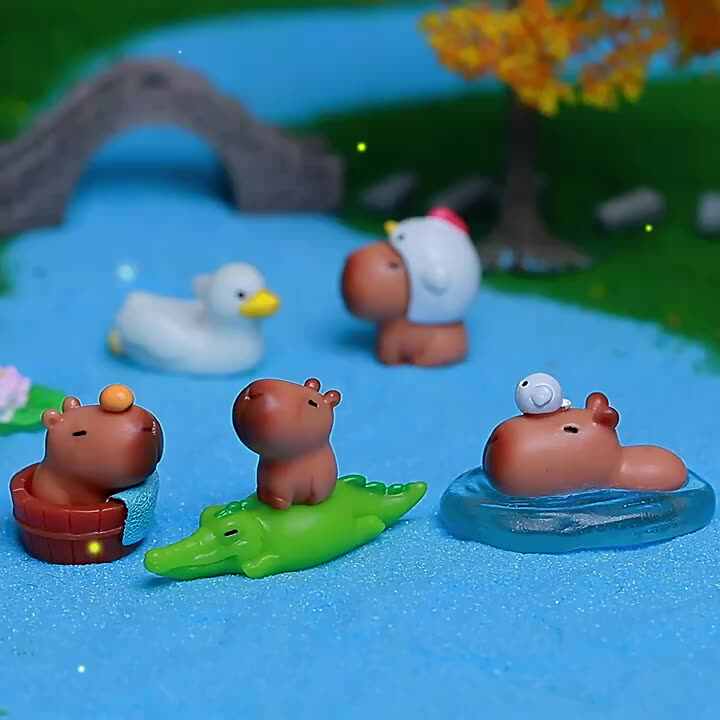 13-Piece Mini Capybara & Crocodile Figurine Set — Resin Cake Toppers For Fairy Gardens, Terrariums & DIY Decor - View #9