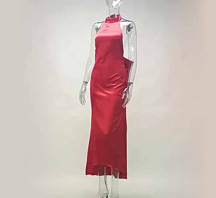 long red cut out dress Red Spaghetti Straps Cutout Beaded Mermaid Long Dress With Split, Red / 8