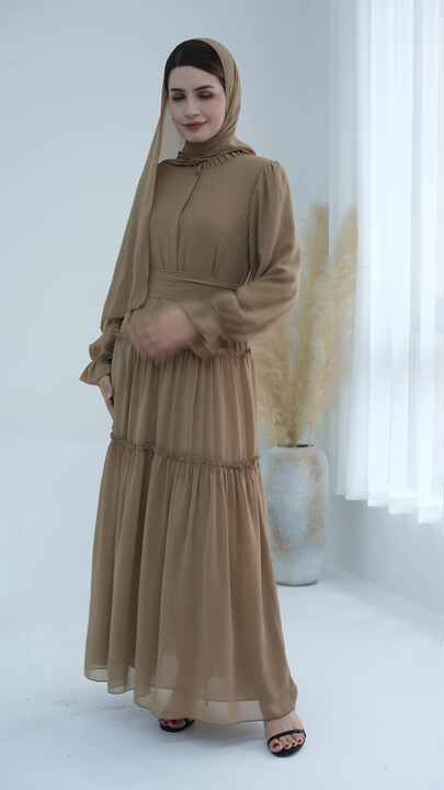 brown dress matching hijab Matching Chiffon Hijab Set - Dark Oak main image 1