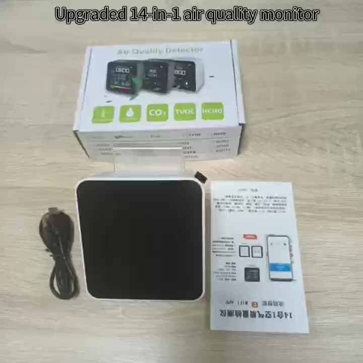 8 In One Air Quality Monitor Pm2.5 Detector Hcho Tvoc Temperature Humidity Aqi Meter With Lcd Display 24 Hours Real Time Monitoring - View #5