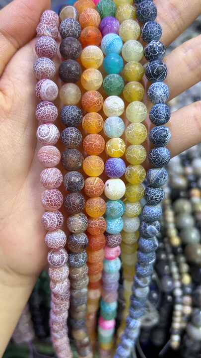 Wholesale Matte Fire Agate Dragon Veins Stone Beads 6mm 8mm