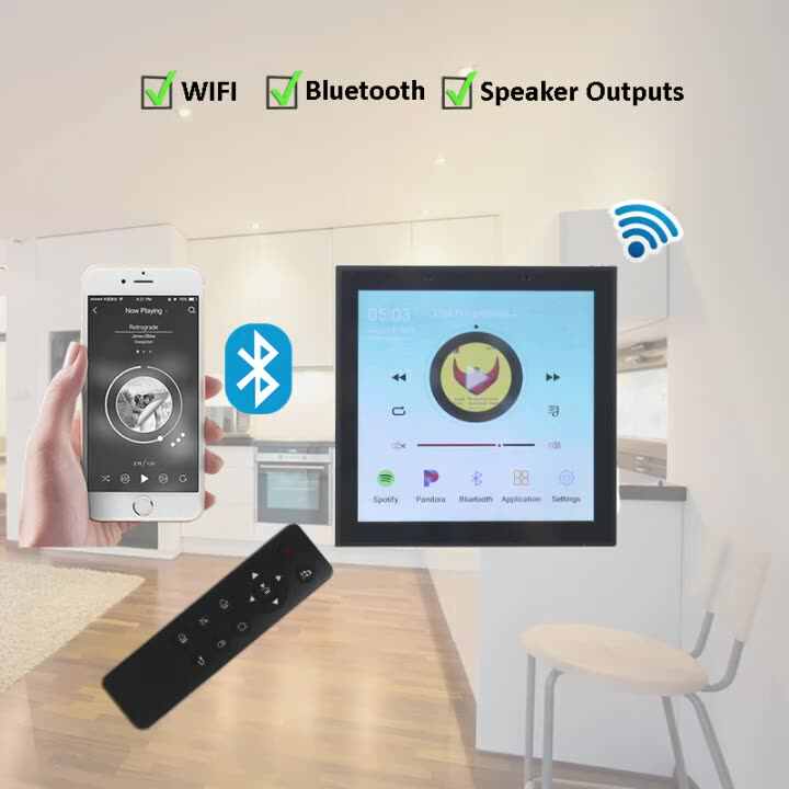 4inch Multiroom Background Music Home Automation System Smart Wifi Stereo  Bluetooth on in Wall Mount Music Amplifier Player