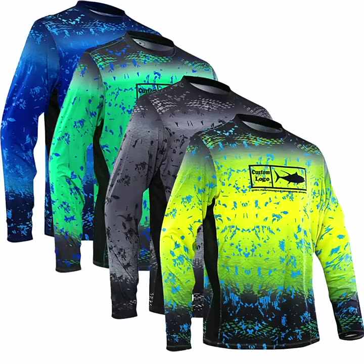 Custom UPF 50+ Protection Quick Dry Breathable Hooded Printed Plus Size  Fishing Clothing Vented for Air Flow Fishing Shirt