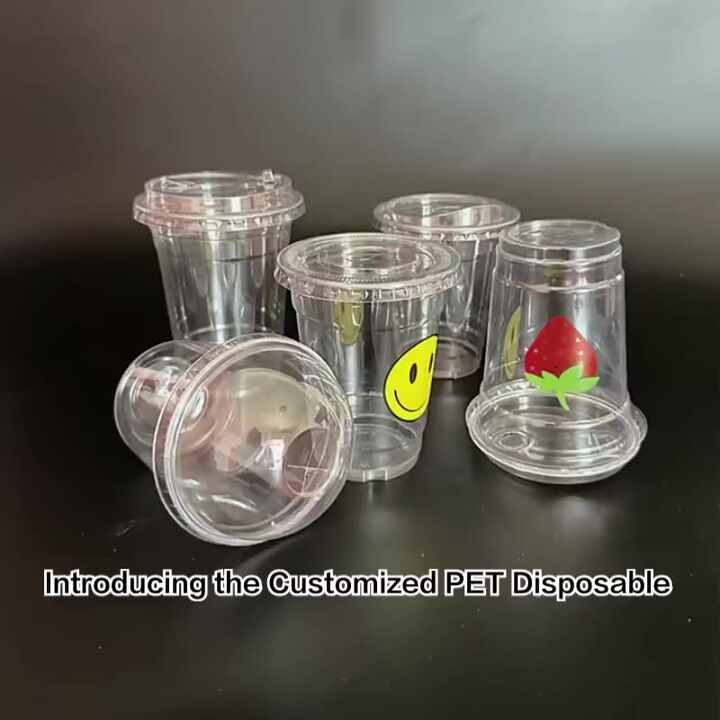 Customized 16oz Clear PET Disposable Plastic Cup with Lid Recyclable for  Coffee Juice Boba Smoothie Custom Printing Option