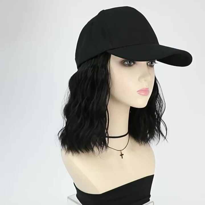 Bobo Cap Cute Short Hairstyles with Baseball Cap Wigs