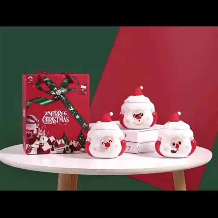 卸売バルクキュートカスタムロゴクリスマスカップクリスマスセラミック