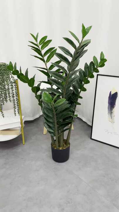 High Quality Nearly Natural Plastic 90cm 3ft Artificial ZZ Plant Zamiifolia  Potted Plants for Decoration