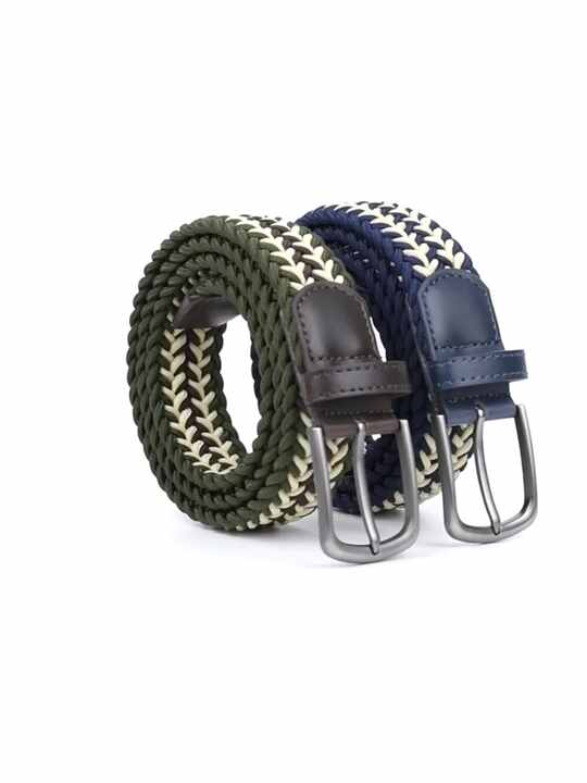 High Quality No-Hole Canvas Belt with Knitted Elastic and Braided