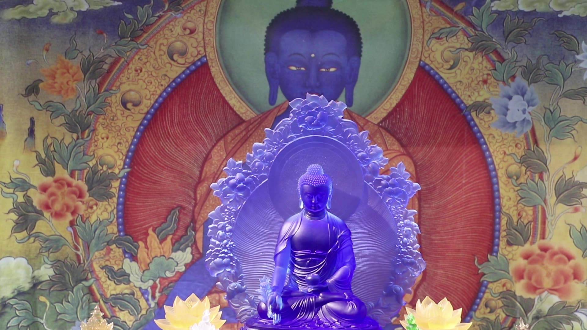 SAINT-VIEW Art Crystal Liuli Medicine Mandala Buddha Full Set for Buddhism Temple Religious