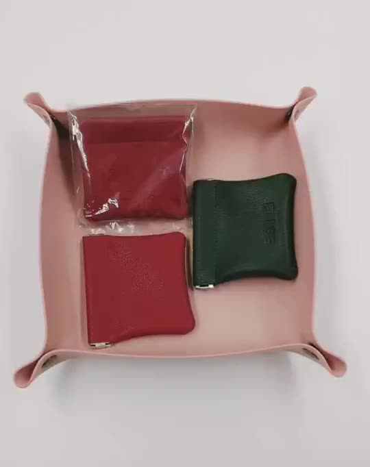 Woven Pattern Leather Lipstick Bag Makeup Cosmetics Holder Women's