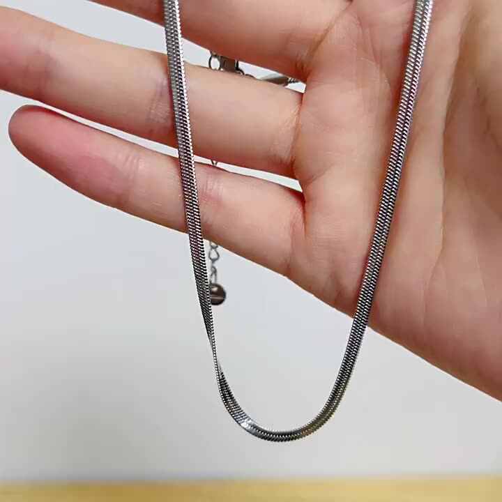 Herringbone Necklace for Women Dainty 18k Gold Snake Necklace