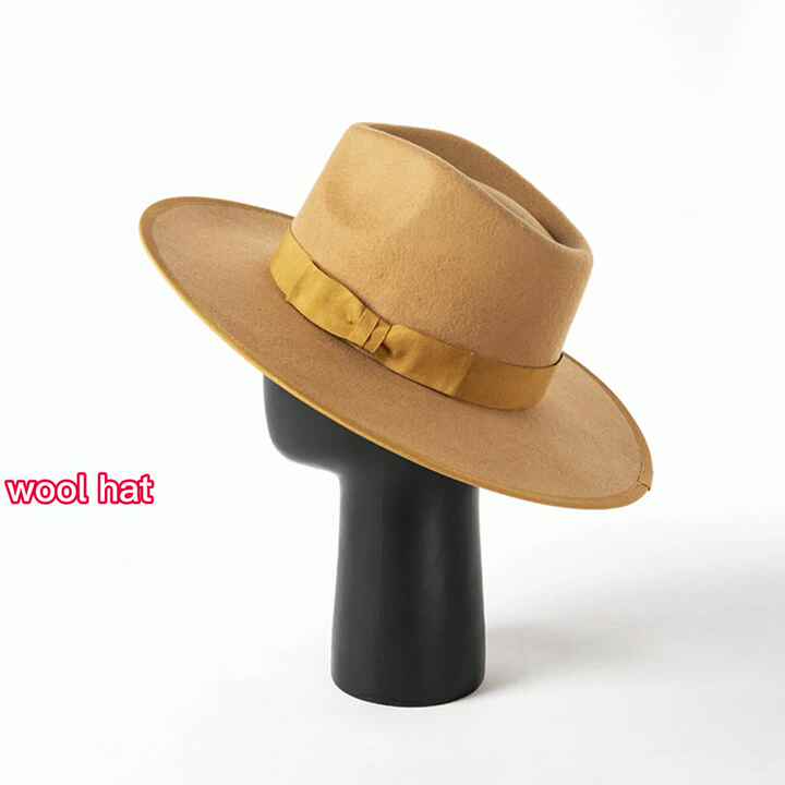 Wholesale 2022 Winter Women 100% Wool Felt Fedora Hat High Quality Camel  Wide Brim Wool Fedora Hats