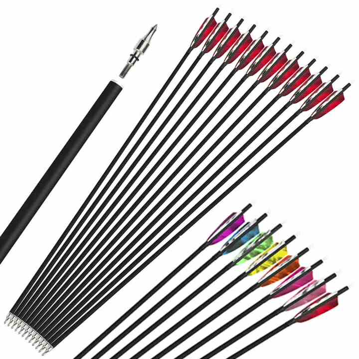 Flèches Carbone/verre 30/32 26/28 Pouces - Spine 30-59 Lbs Pour Arc Classique Ou Poulies