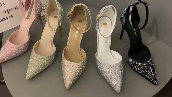 NobleOnly Sandali Con Tacco 8 Cm Donna – Aperti, Con Cinturini E Diamanti Glitter, Raso, Per Ballo E Serate