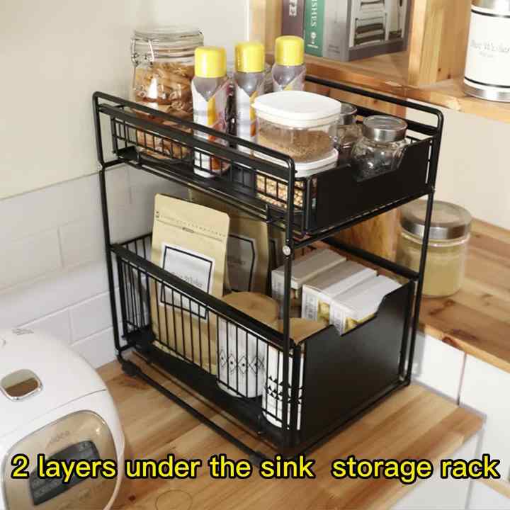 Under Sink Organize, Double-layer Stainless Steel Sink Storage