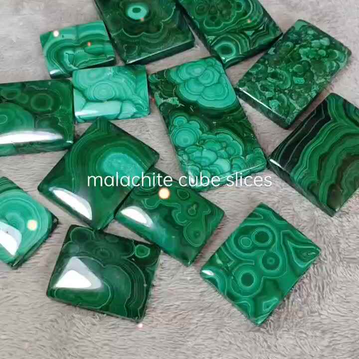Factory Direct Selling Natural Polished Malachite Cube Slices