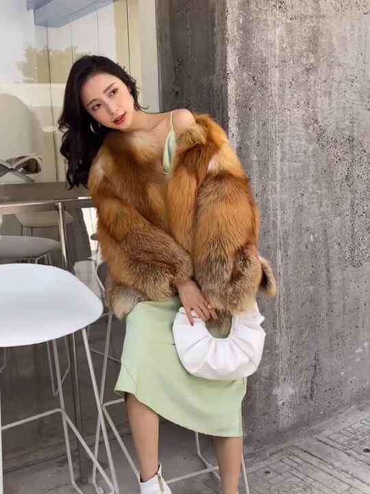 Shop Our New Arrival V Neck Split Fur Jacket Winter Coat