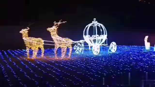 大型ヴィンテージクリスマスそりフルサイズ/鹿ライトサンタ節そり