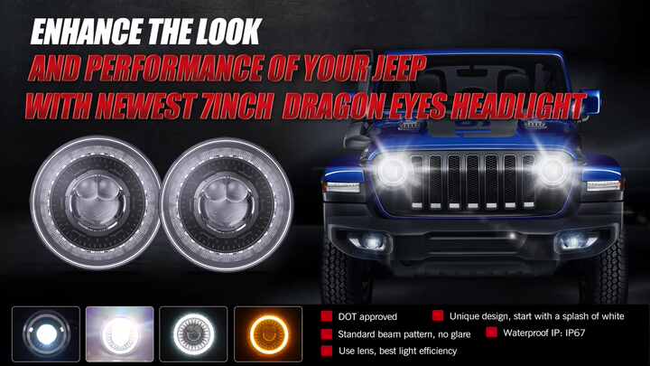 Jeep Wrangler Headlights Original 7 Inch Round LED Headlights With - Foto 3