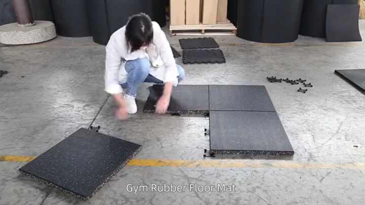 Anti Slip 50x50cm 1mx1m Black+epdm Dots Interlocking Rubber Gym Flooring  Rubber Tiles