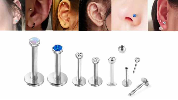 GZN ASTM F136 Titanium Internally Threaded Labret Lip Ring OEM