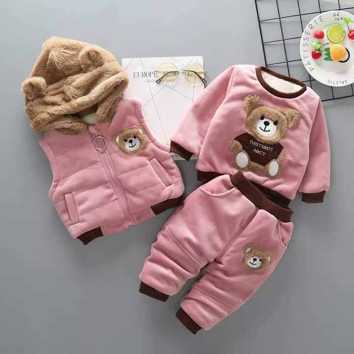 2021 Winter New Plus Velvet Thickening Baby Clothes Sets