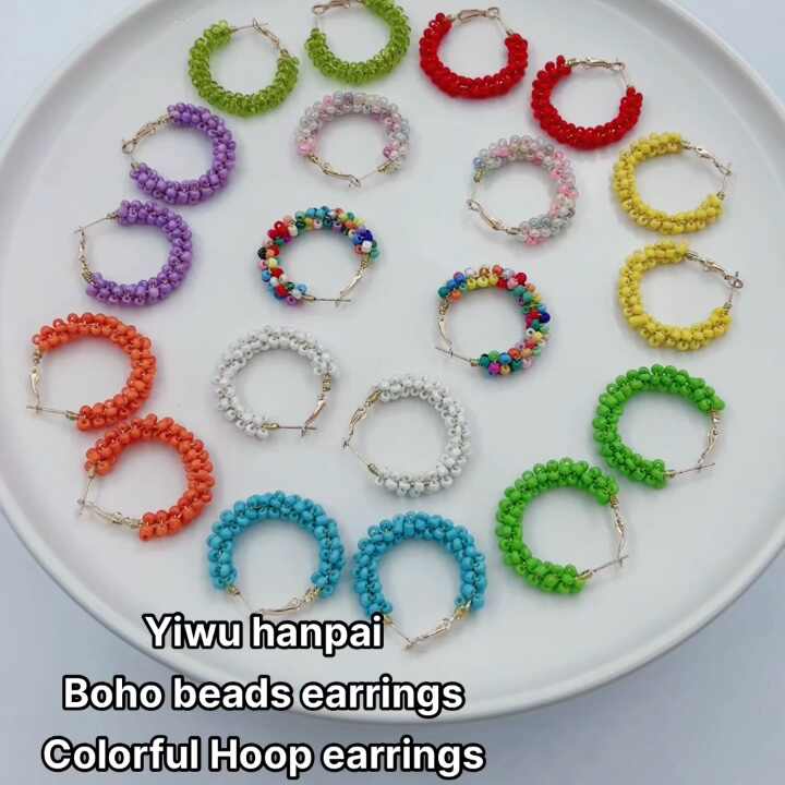 Wholesale Colourful Beaded Statement Earrings Boho Fashion
