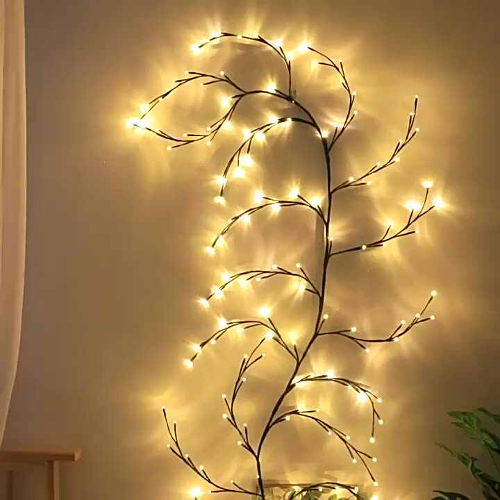 CERIAL Lighted Willow Vine For Bedroo Hoe, 8Ft Outdoor Christas Tree