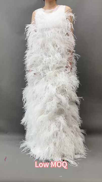 Ladies Sleeveless Ostrich Feather Dress - Elegant & Sustainable Ladies Sleeveless Ostrich Feather Dress - Elegant & Sustainable