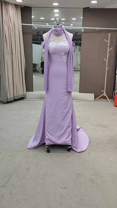 7630# Real Photos Purple Off-Shoulder Short Sleeve Good Quality Purple Mermaid Bridesmaid Party Wedding Dress 7630# Real Photos Purple Off-Shoulder Short Sleeve Good Quality Purple Mermaid Bridesmaid Party Wedding Dress