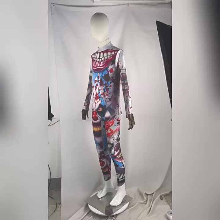 Cyberpunk Tuta stampata aderente Halloween Tuta intera per adulti personaggio anime tute da cosplay stampa digitale a colori 3D costumi da spettacolo per yoga aereo