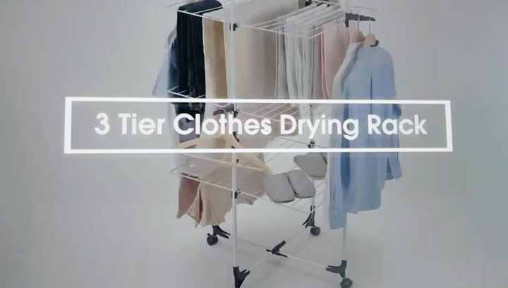 3-tier Foldable Clothes Airer Drying Rack Collapsible Rack Stand