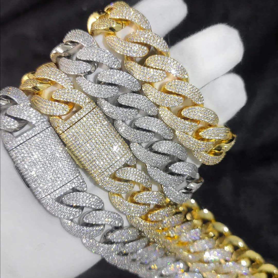 Cuban Link Chain Costume Jewelry NUOYA 20mm Bling Diamond Cuban