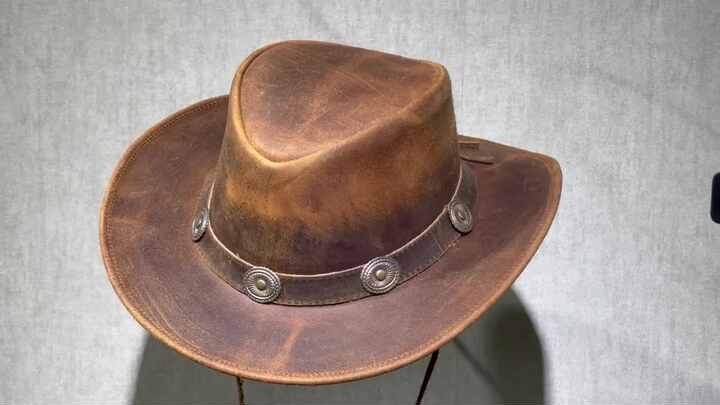 Chapeau Cowboy Western En Cuir Véritable – Noir – Fait Main – Unisexe