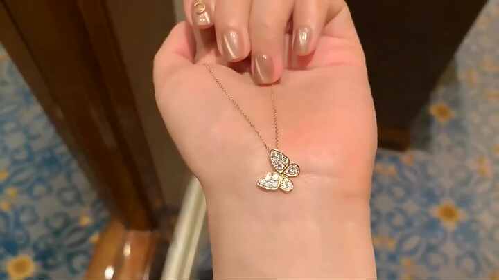 per Qings Madreperla Farfalla Collana da donna 14K