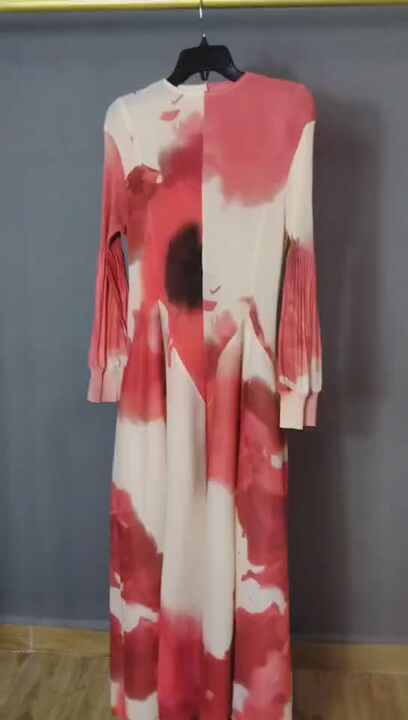 Sheen High Quality Ladies Fashion Print Pleated Plus Size Lady Casual  Dresses Miyake African Designs in Chiffon Women Long Dress