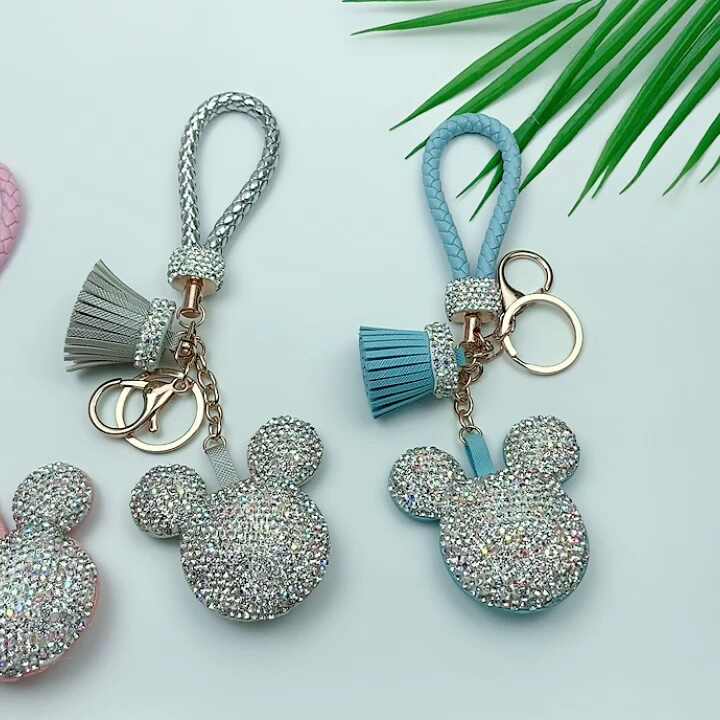 Cute Mickey Mouse Leather Keychain Luxury Designer Gift