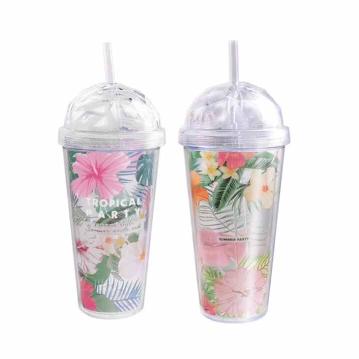 Glitter Double Wall Plastic Straw Tumbler Cups Wholesale Cold Drink Water  16 oz Reusable Acrylic Glitter Tumbler Cups With Straw
