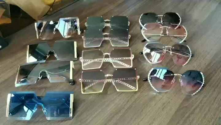 Women's Oversized Square Sunglasses Retro Vintage Trendy Designer Rimless  Shades Polarized Acrylic Lenses Plastic Sun Glasses