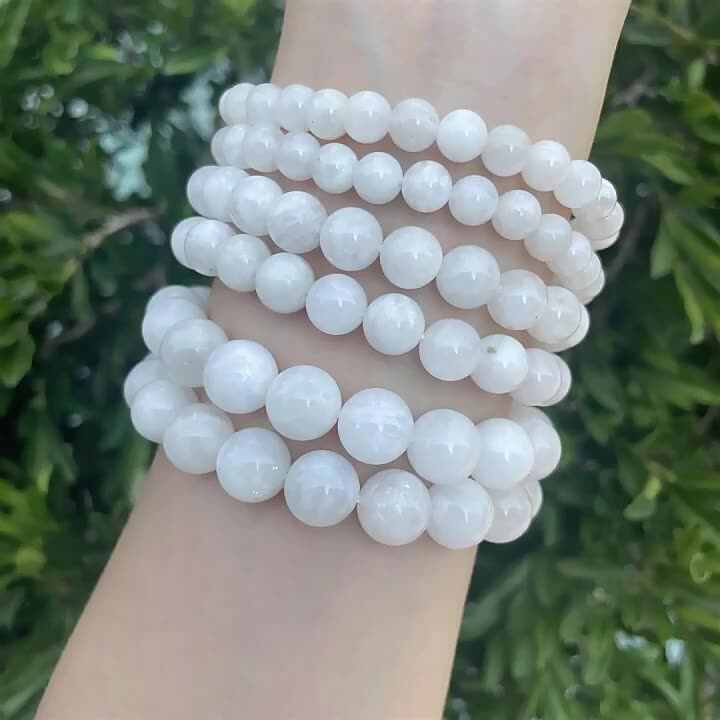 Natural Gemstone Round Beads Stretch Bracelet Handmade Healing