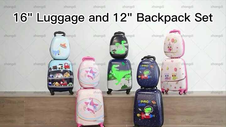 16 Inch Kids Travel Luggage Case Set Carry on Set Universal Wheels