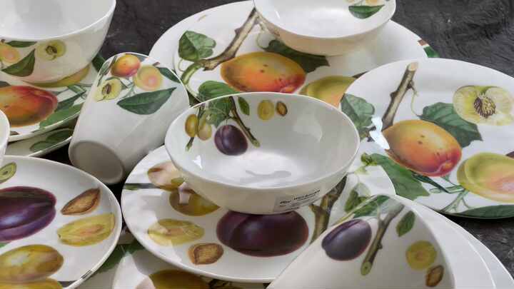 耐チップ性BPAフリー多色フルーツ柄メラミン食器セット16点耐久性の
