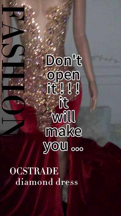 Ocstrade Vestido High Split Red Prom Dresses 2024 Evening Gowns Sexy Ball  Gown Rhinestone Dress Woman Bling Sexy Party Dresses