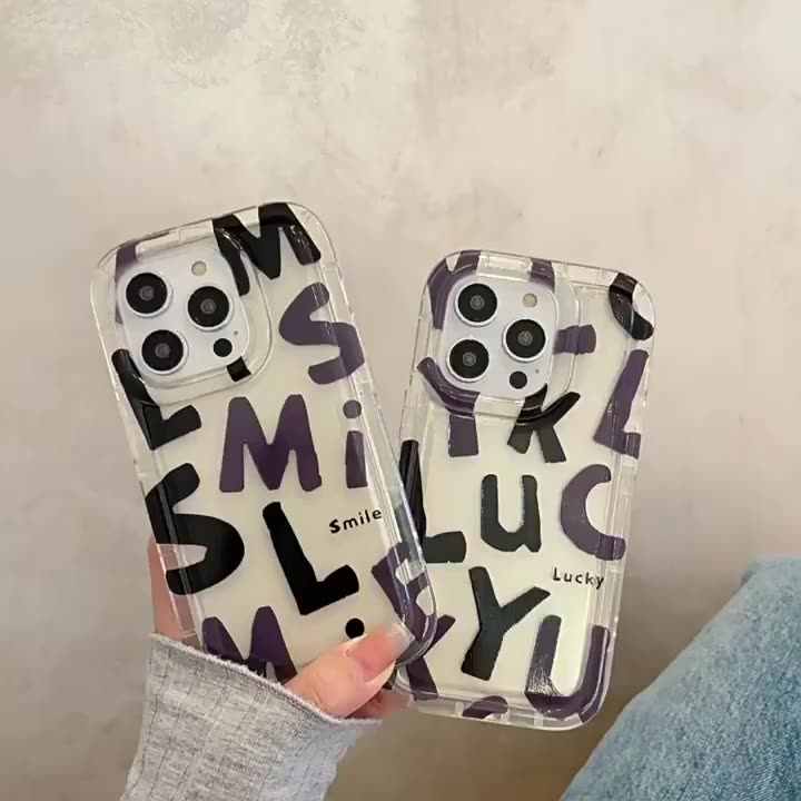 Letter Lucky Bumper Cute Phone Cases For iPhone 14 Pro Max 11 12 13 Pro Max