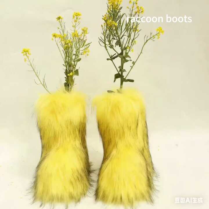 Wholesale Fake Raccoon Fur Botas Mujer for Women 2024